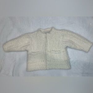 Barefoot Dreams Cozychic cream Fuzzy sweater size 6 - 12 months